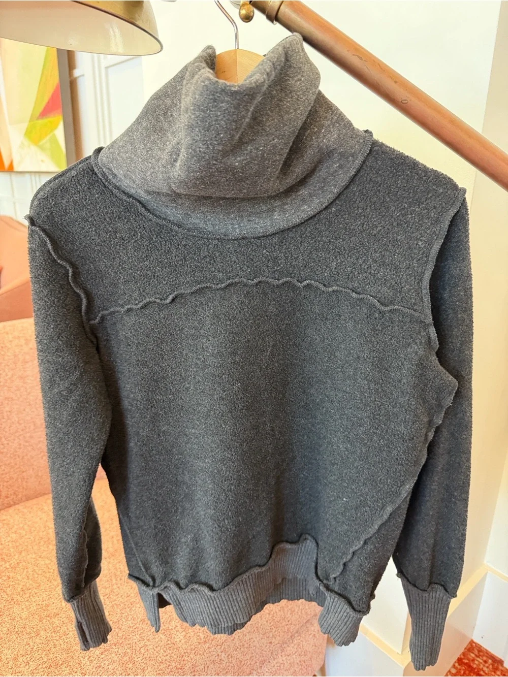 Alo Cozy Charcoal Funnel Neck Women's Sweater- Size XS- PreOwned